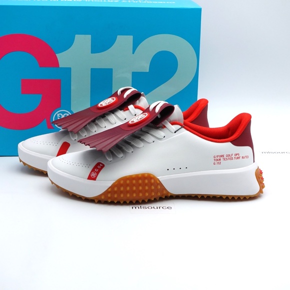 NEW Women's G/FORE G.112 Kiltie Spikeless Golf Shoes GLF00022-SNO Snow/Red